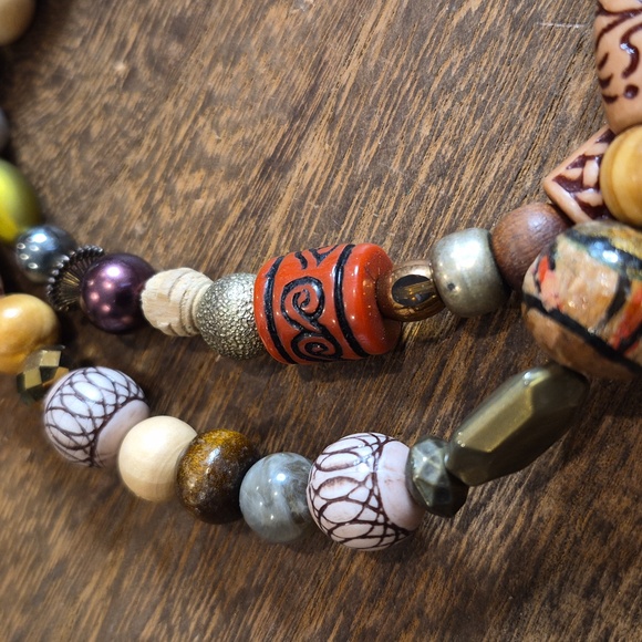 Vintage Beaded Necklaces, Paper, Clay, Wood, Etc. Set of 2 - Picture 4 of 9